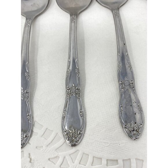 Lot of 8 Oneida FENWAY Dream Glossy Stainless Teaspoons 6" Wm A Rogers Vintage - Picture 2 of 9
